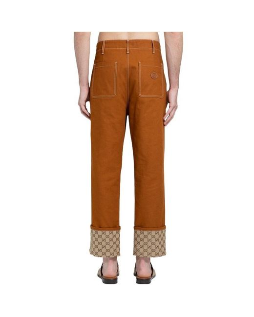 Pantalon de coton GG Gucci pour homme en coloris Brown