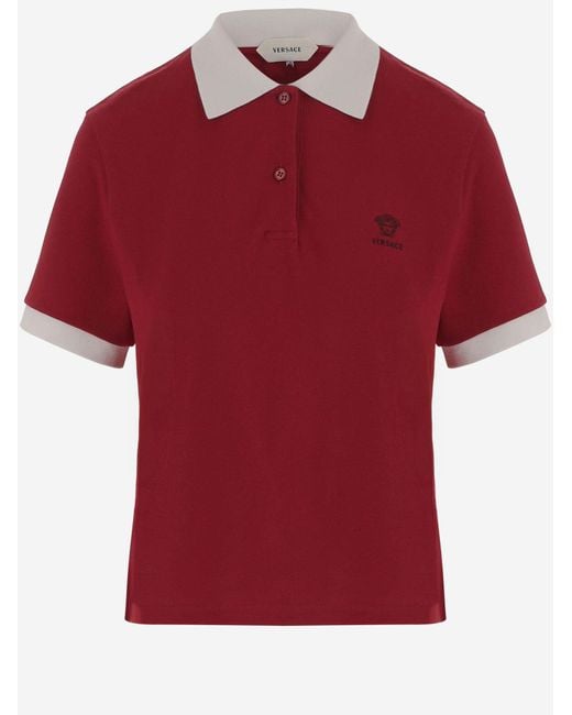 Versace Red Cotton Polo Shirt