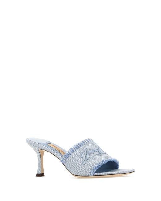 Jimmy Choo White Two-tone Canvas Alexia 70 Mules