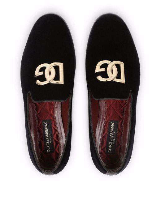 Dolce & Gabbana Black Logo -Velvet -Slipper