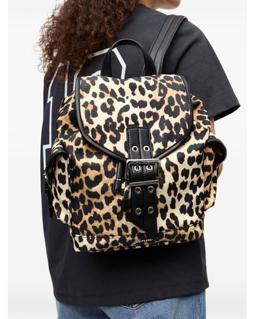 Ganni Rugzak Met Luipaardprint in het Black