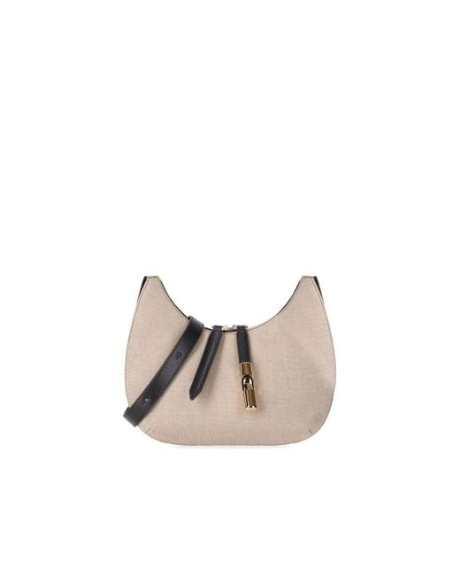 Furla White Goccia S Natural Shoulder Bag