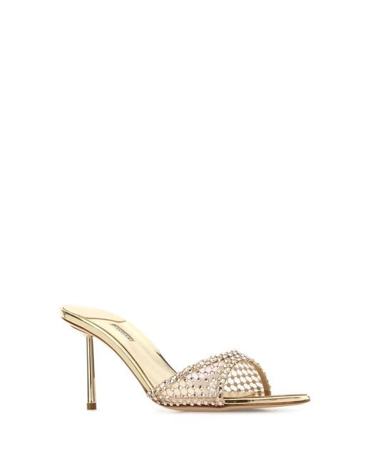 Le Silla Natural Embellished Mesh Gilda Mules