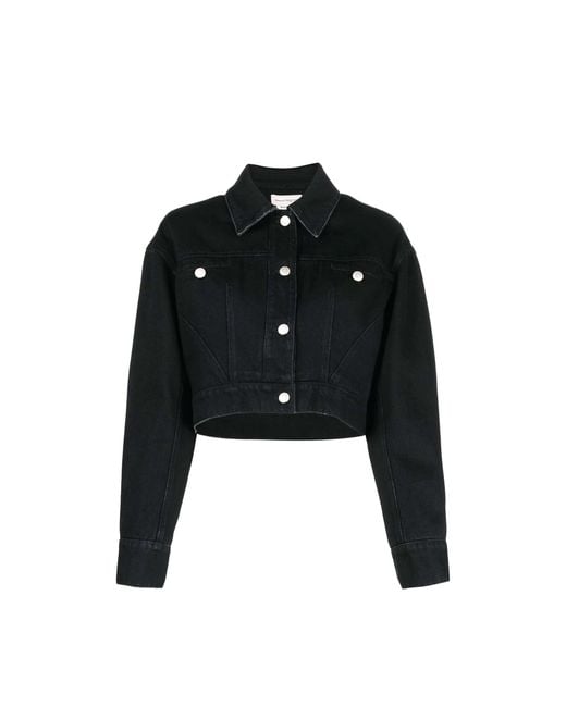 McQueen Black Cropped Denim Jacket For