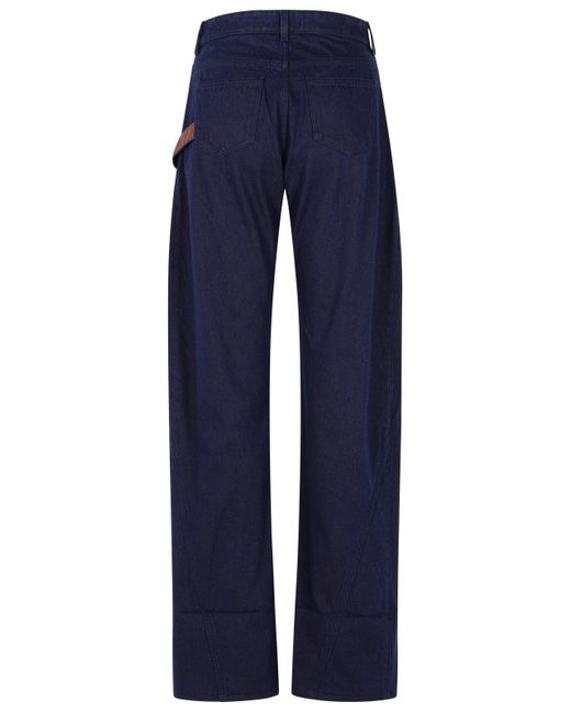 J.W. Anderson Blue Workwear' Cotton Pants With Twisted Leg