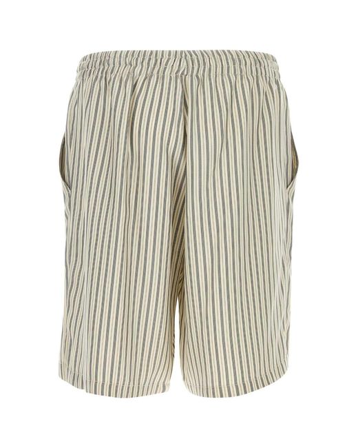 LeKasha White Embroidered Silk Bermuda Shorts for men