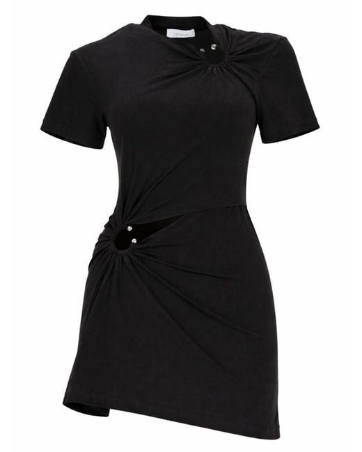 Rabanne Black Ring-Detail Mini Dress