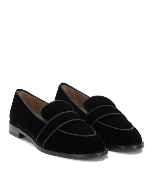 Aquazzura Black Suede Leather Loafers