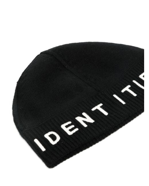 Random Identities Black Beanie With Ris Logo for men