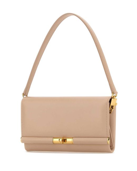 Dolce & Gabbana Natural Powder Leather Marlene Clutch
