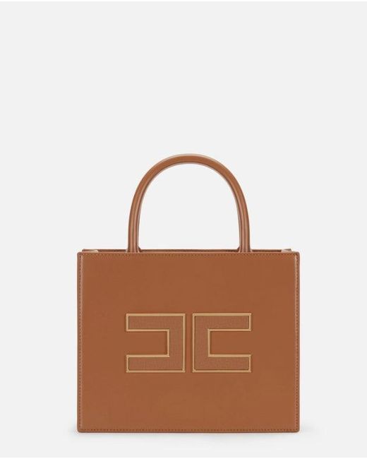 Pequeño bolso con logotipo Elisabetta Franchi de color Brown