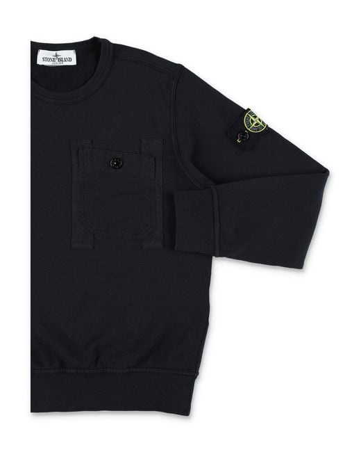 Stone Island Blue Sweatshirt With Chest Pocket
