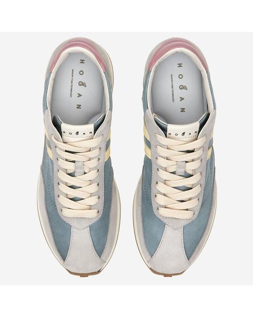 Hogan Blue Sneakers Leather & Technical Fabric