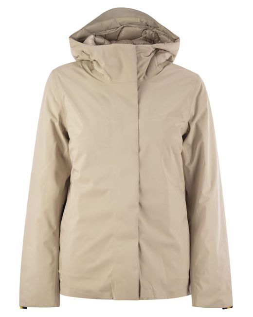 K Way Bonded Padded Hooded Jacket in Natural Lyst Australia