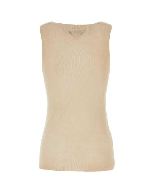 Prada Natural Sand Cotton Tank Top