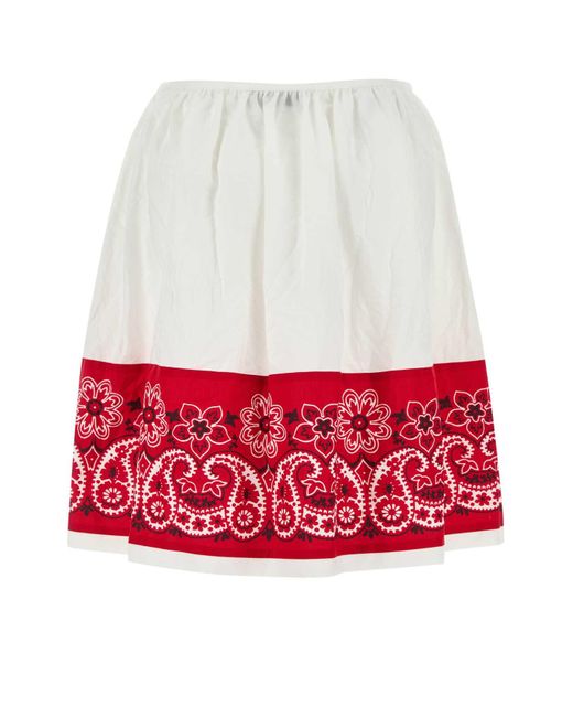 Miu Miu Red Bandana Printed Cotton Poplin Miniskirt
