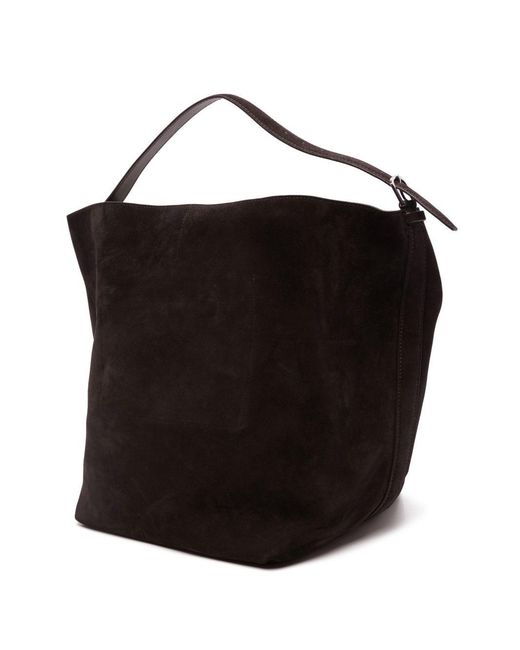Totême Black Leather Belted Tote