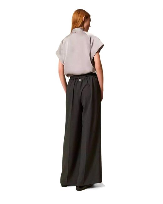 Twinset Gray Anthracite Wide Leg Pants