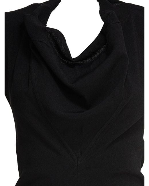 Max Mara Black Sleeveless Draped Bodysuit Tops