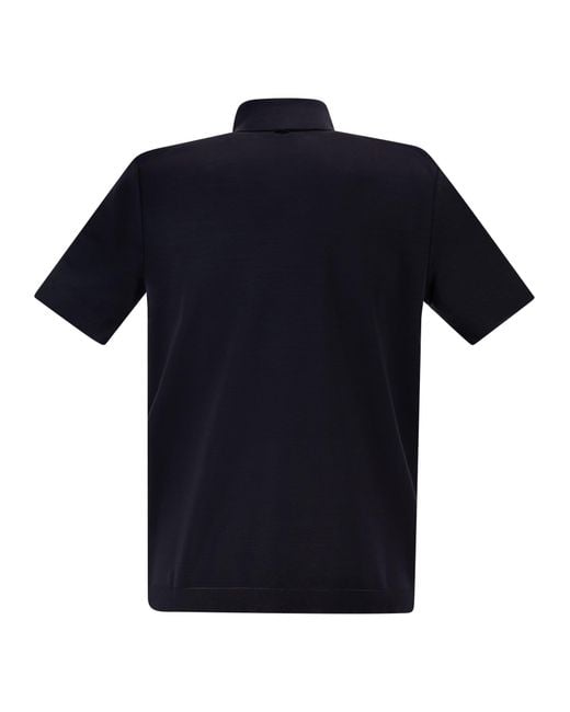 Herno Blue Cotton Jersey Polo Shirt for men