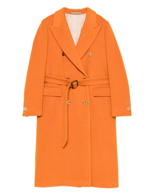 Tagliatore Orange Wool Double-Bteasted Coat
