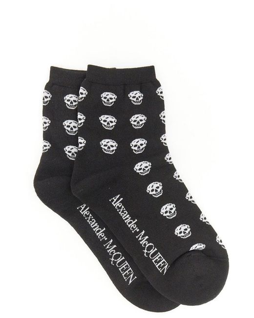 McQueen Black Short Skull Sock