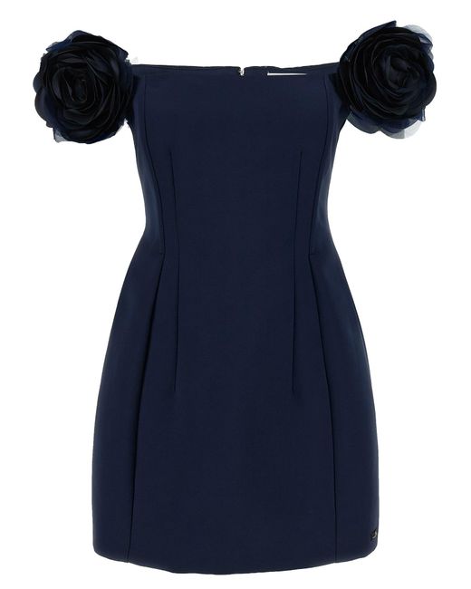 Elisabetta Franchi Bloemen Mini -jurk in het Blue