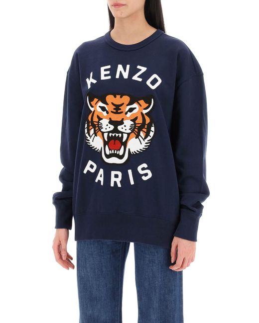 KENZO 'lucky Tiger' Oversized Sweatshirt in het Blue