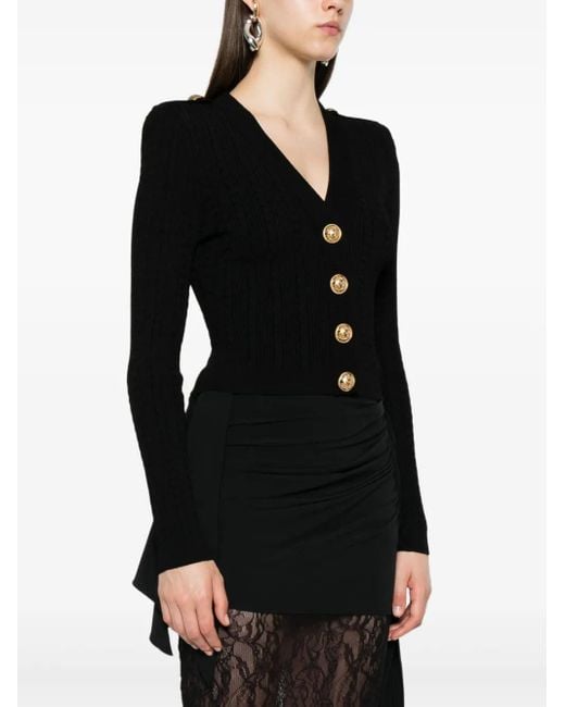 Balmain Black V-Necked Cardigan