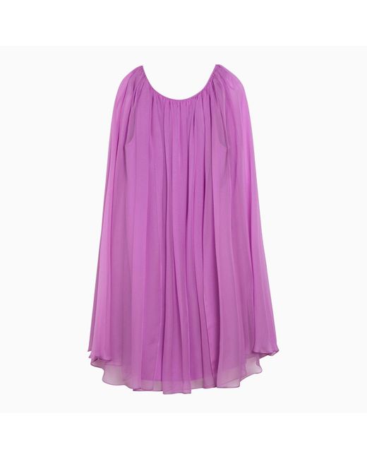 Max Mara Pianoforte Purple Mauve Silk Chiffon Flared Dress