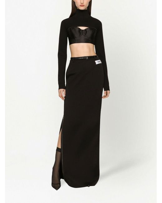 Dolce & Gabbana Black Dolce & Gabbana Cropped High-Neck Top
