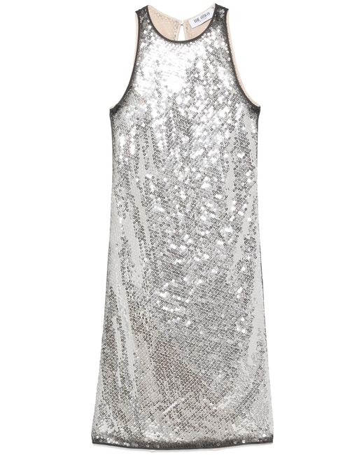 The Attico Gray Sleeveless Mini Dress With Sequined Elegance