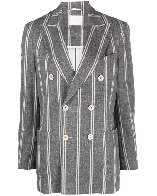 Circolo 1901 Gray Striped Double Breasted Jacket