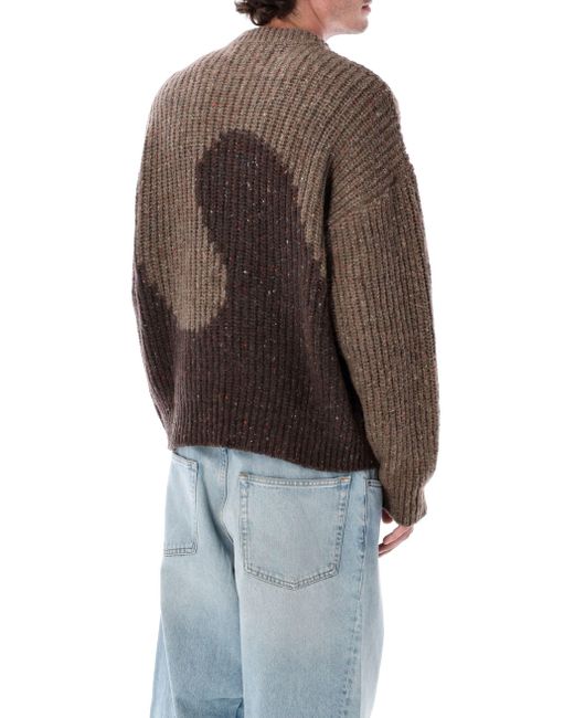 ERL Brown Swirl Wool Crewneck Sweater for men