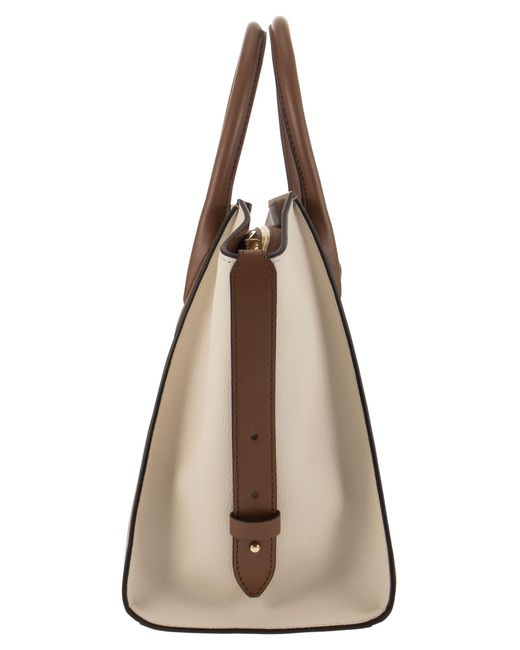 Michael Kors Brown Avril Colour Block Grained Leather Handbag With Zip