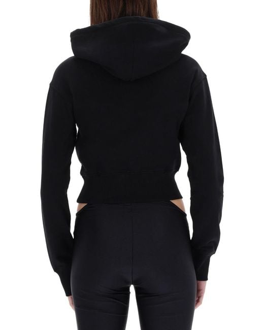 Versace Jeans Couture Black Cropped Sweatshirt With Baroque Logo Patch