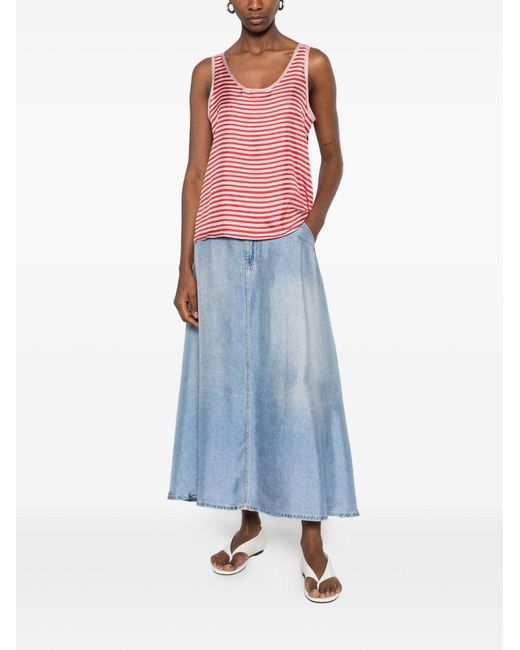 Pierre Louis Mascia Red Striped Silk Top