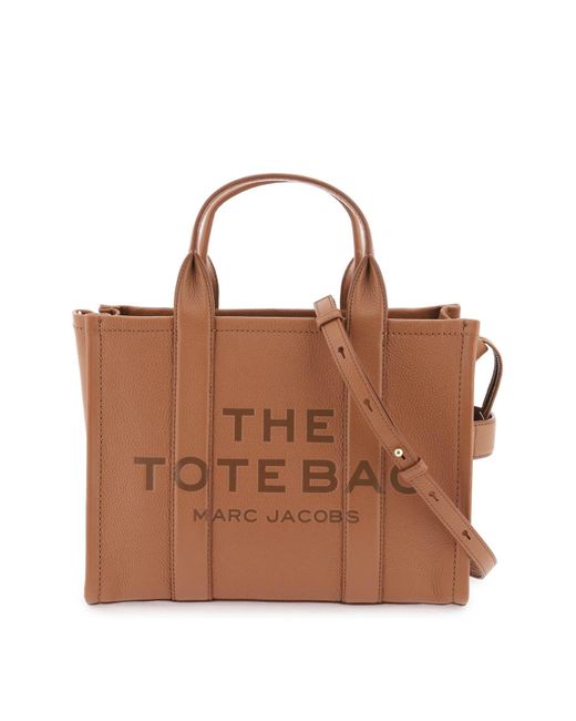 Borsa The Leather Small Tote Bag di Marc Jacobs in Brown
