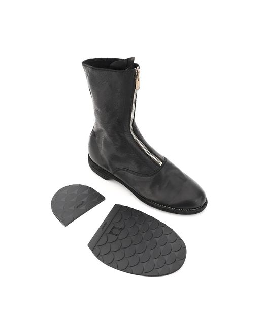 Guidi Black Front Reißverschluss Leder -Knöchelstiefel