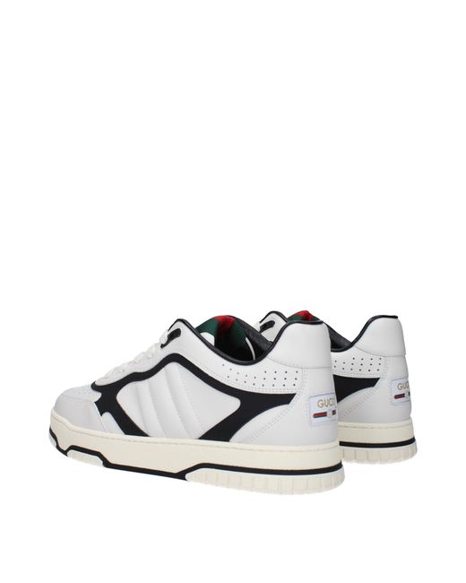 Gucci Re -Web -Leder -Turnschuhe in White für Herren