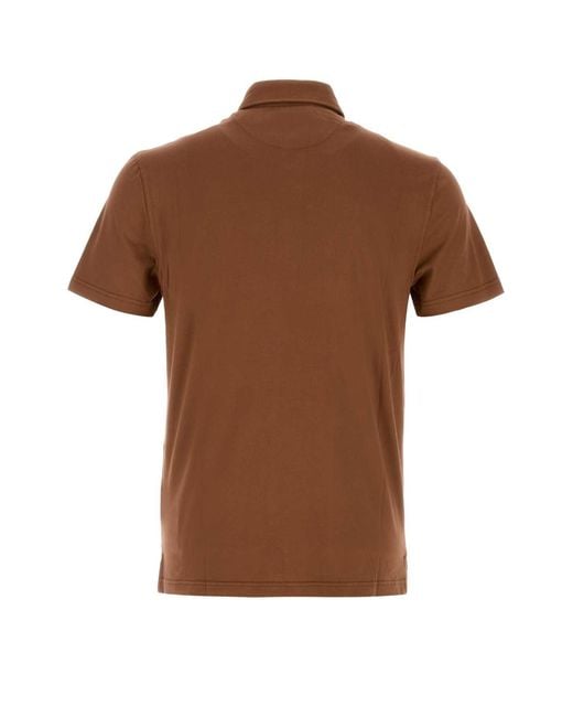 Fedeli Brown Stretch Cotton Polo Shirt