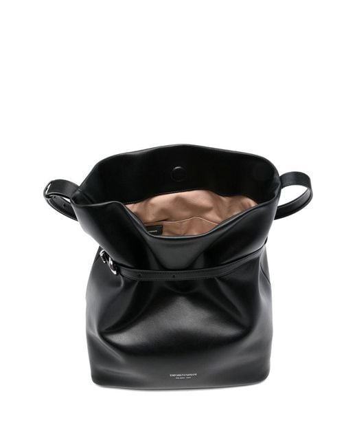 Emporio Armani Black Medium Leather Bucket Bag