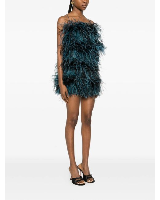 Oseree Green Fluffy Mini Dress