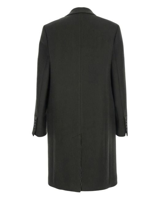 AMI Black Tailored Wool Coat With Notch Lapel for men