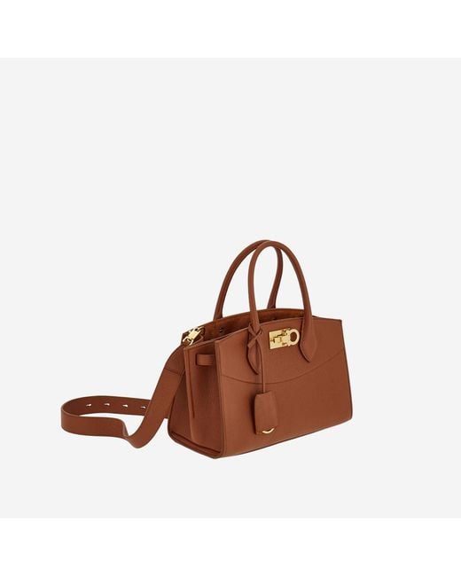 Ferragamo Brown Hammered Leather Handbag