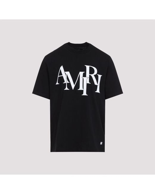 Amiri Black Cotton Staggered Logo T Shirt