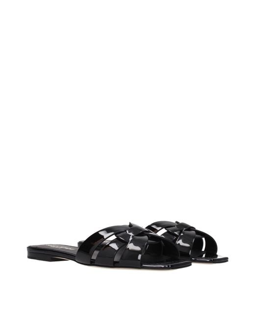 Saint Laurent Black Slip Ons And Clogs Patent