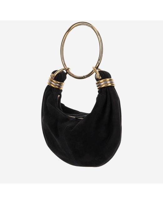 Chloé Black Mini Bracelet Hobo Leather Bag