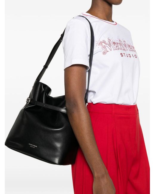 Emporio Armani Black Medium Leather Bucket Bag