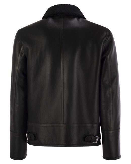 Dondup Black Regular Shearling Jacket for men